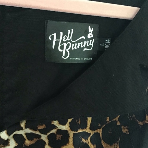 Hell Bunny animal print fit and flare dress Sz L - Picture 5 of 5